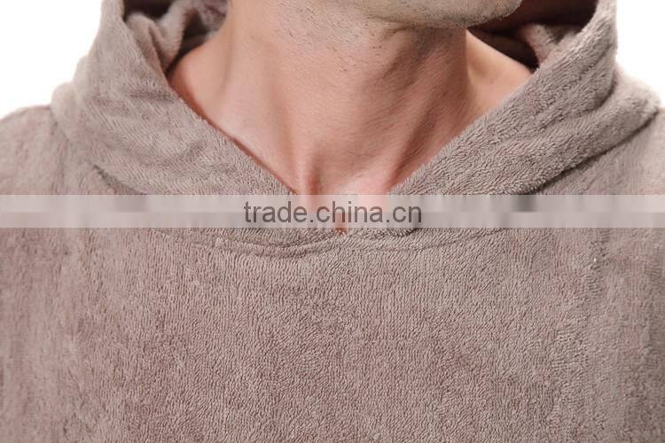 Gray poncho hooded with pocket short sleeve