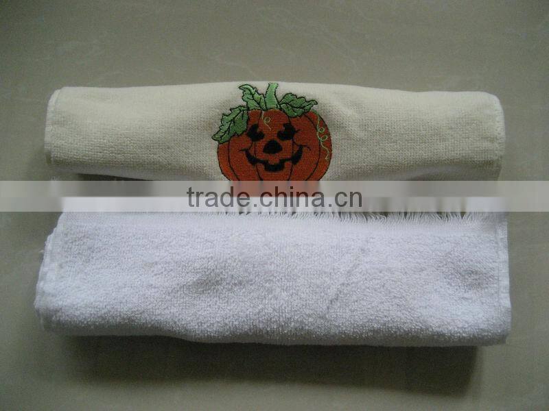 100% cotton velour embroidery fringe face towel