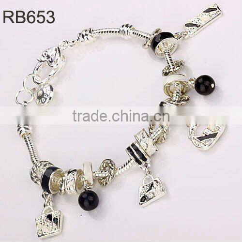 White enamel glass beaded bracelet jewelry