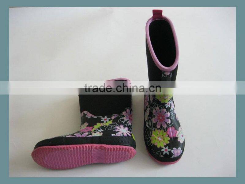 children's neoprene ankle high rubber rain boots