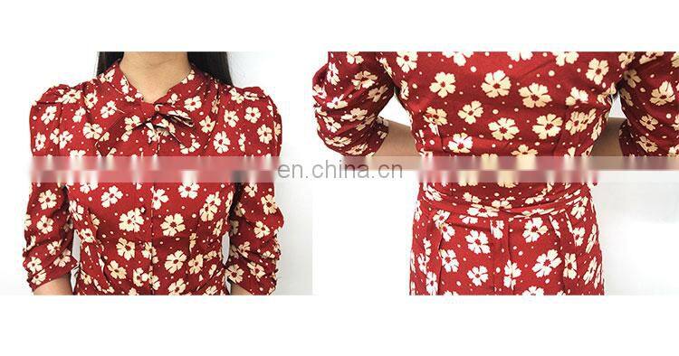 2015 summer western style women four-leaf clover chiffon dress