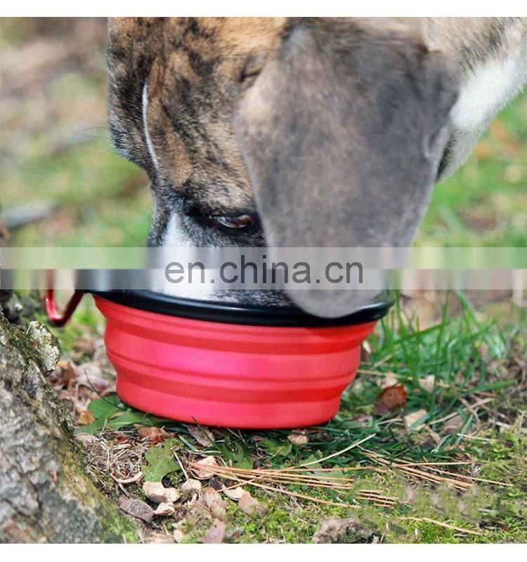 Food Grade Unbreakable Stocked Colorful Collapsible Pet Dog Bowl With Hook,Mountaineering buckle dog bowl