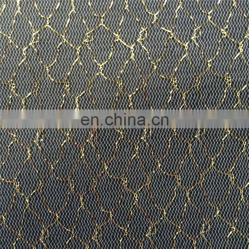 2015 Newly Gold Line Nylon Metallic Mesh Fabric