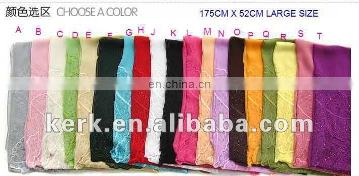 Factory price 175cmx52cm 17 colors ladies shawls scarf, can be MUSLIM HIJAB, 100% silk scarf