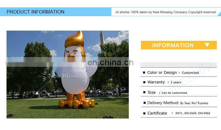PVC/ Oxford cloth big inflatable chicken with Donald Trump hair for protest NB006-3