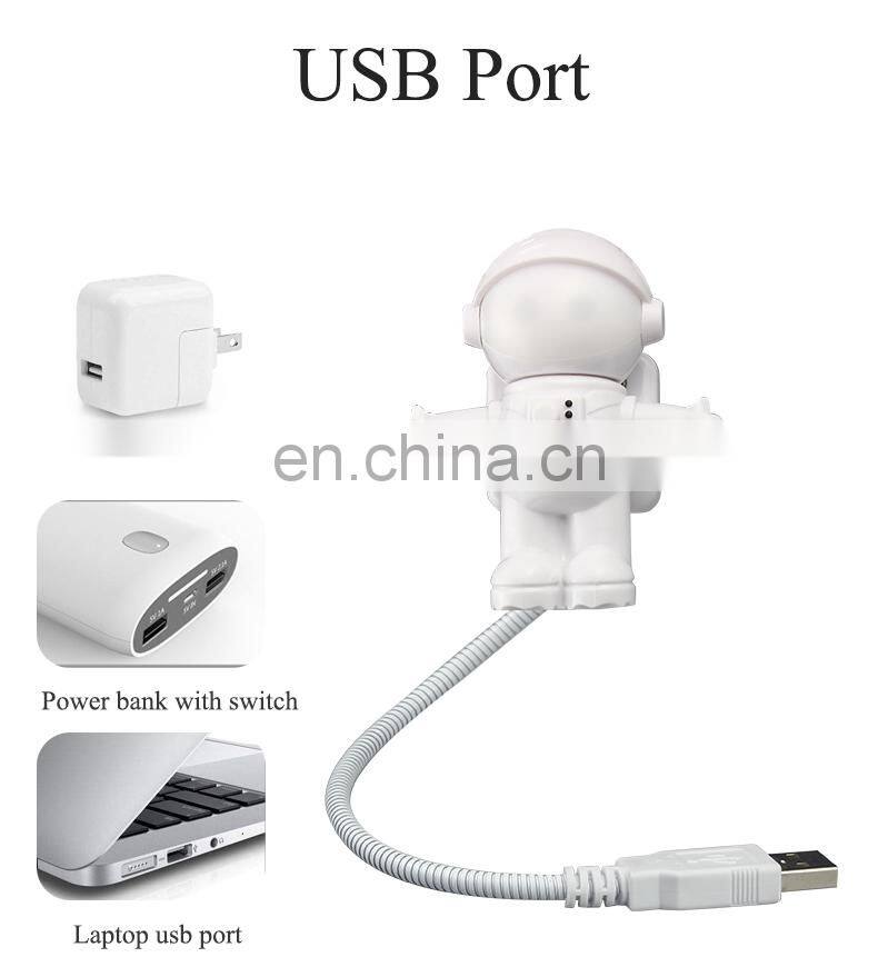 Giftwhole Mini USB Flexible Spaceman Astronaut Night LED Light Bulb for Laptop PC Reading