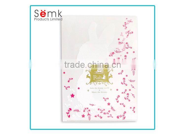 Novelty beautiful pp office stationery white pink file document paper folder