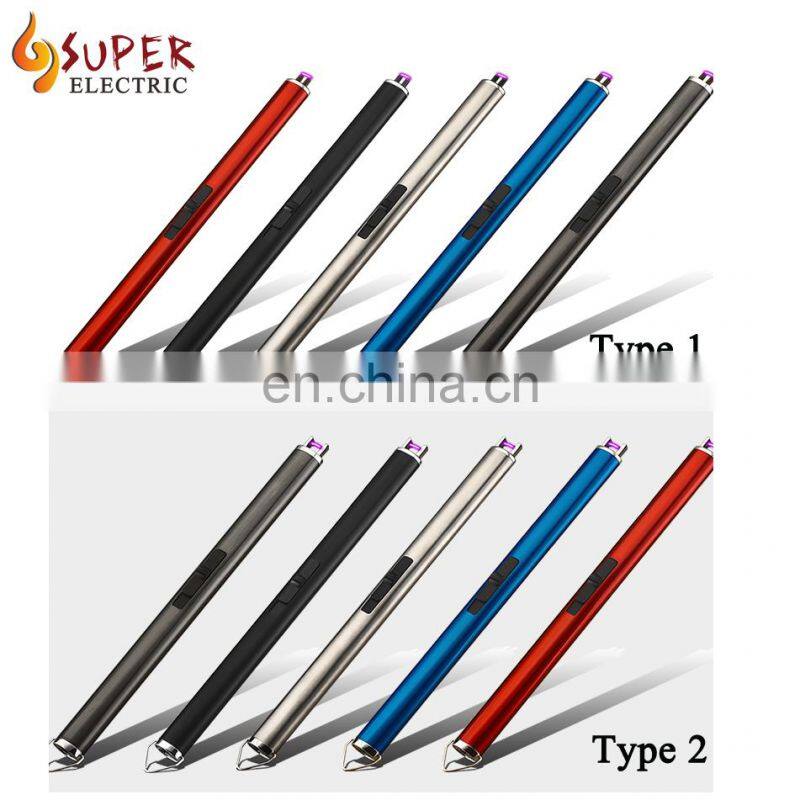 2019 Newest design Factory Cheaper wholesale stainless steel electric USB Arc candle lighter with safty lock and hanger
