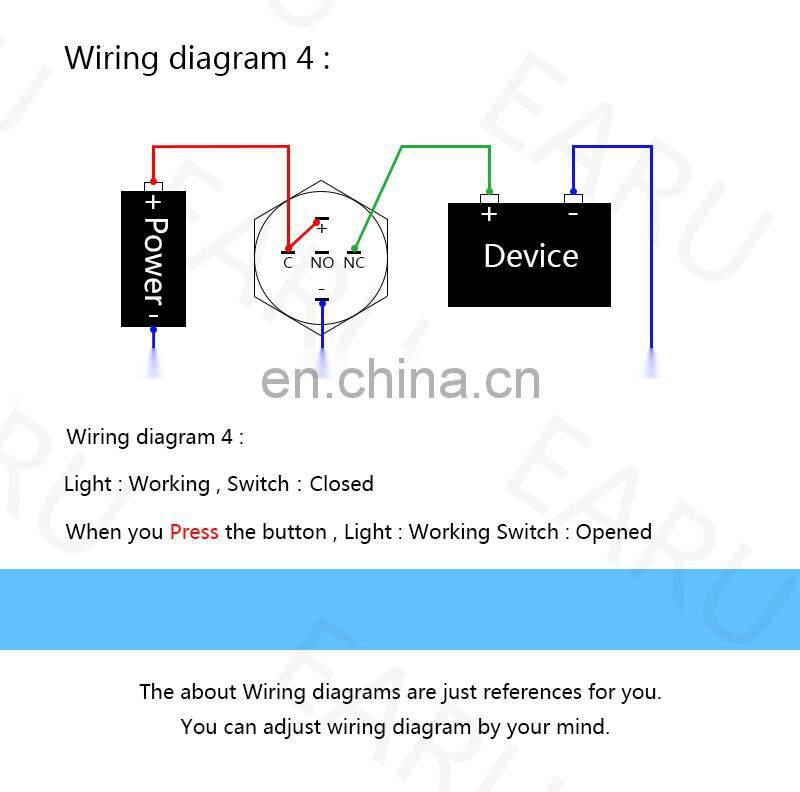 16mm Waterproof Momentary latching 1NO 1NC Metal Push Button Switch Ring and LED light 9-24V 12V 110V 220V Wide Voltage