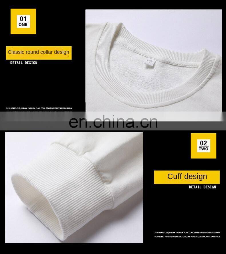 Custom brand round neck plain sweatshirt 100% cotton high quality men custom pullover hoodie plus size men t-shirt
