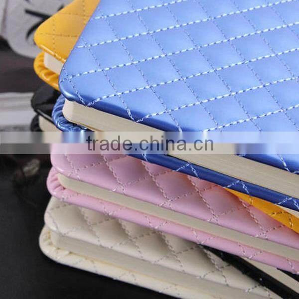 OEM stationery Faux leather upholstery fabric diamond lattice pattern notebook leather lattice notebook