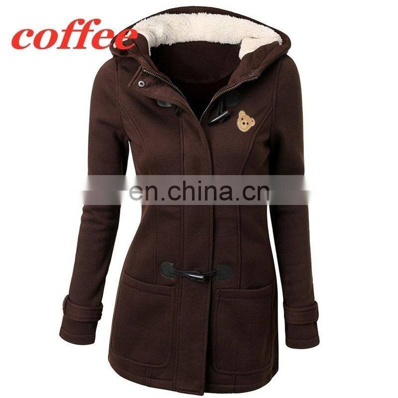 Wholesale custom ladies plus size casual blouse crop horn buckle zipper cardigan outer DIY guillotine bear hoodie S-5XL