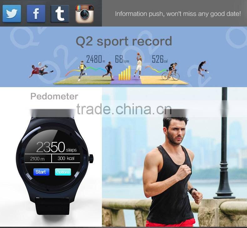 2016 round screen watch ips full round touch screen Q2 MTK2502 smart watch for android &ios.