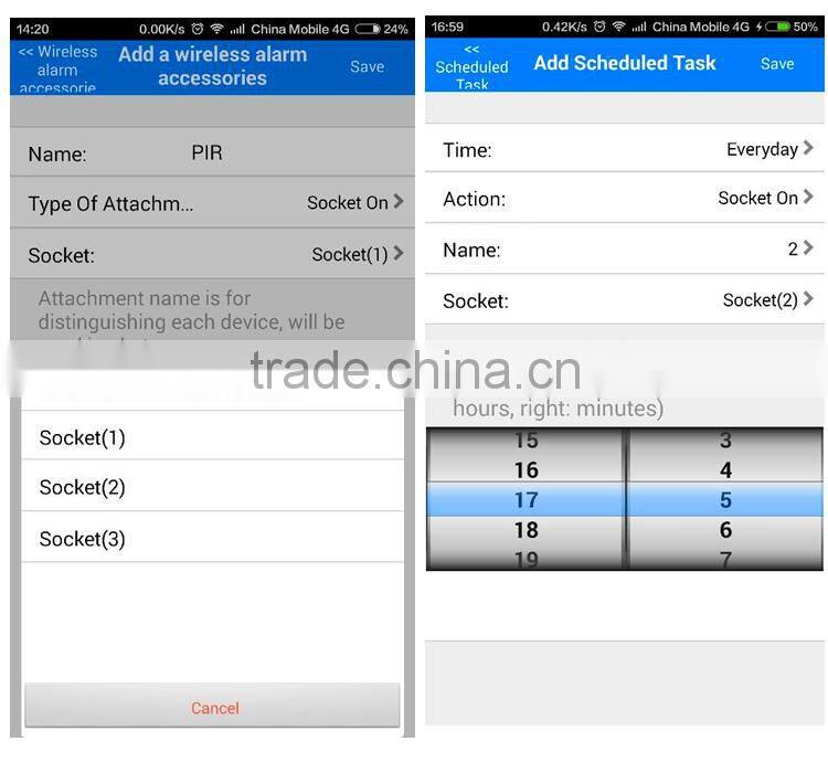 APP Remote Control 3 Outlets 6 Plugs Extension Home Alarm Smart WiFi Power Socket Compatible with 16pcs 315Mhz OR 433Mhz Sensors