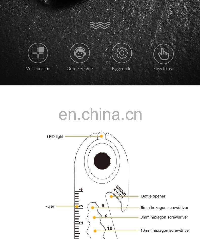 Multi-function Tool Card Camping Combination Tool Belt Light Blackened Stainless Steel Card Outdoor EDC Mini Tool