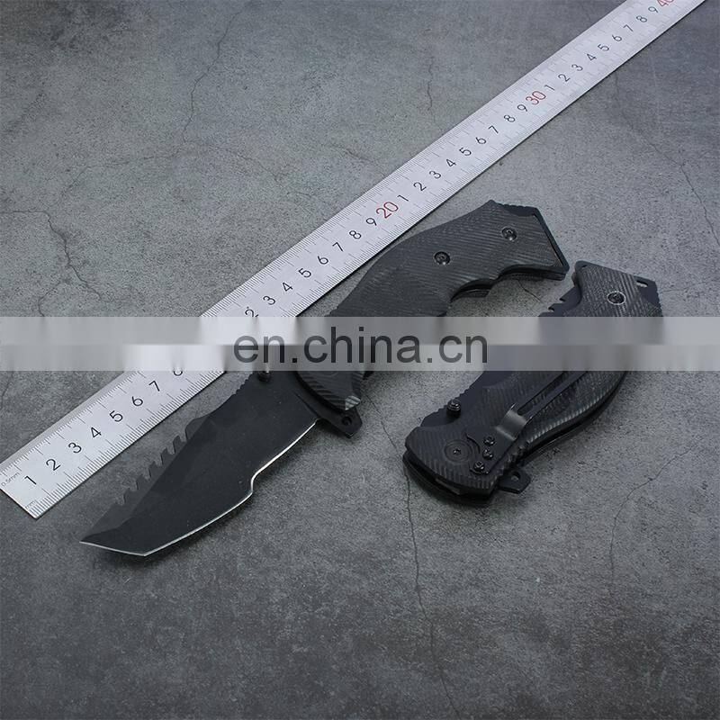 9.1Inch G10 handle with black oxide blade stainless steel survival knife folding Tactical knife