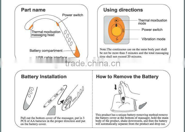 Portable body massager hammer with USB cable
