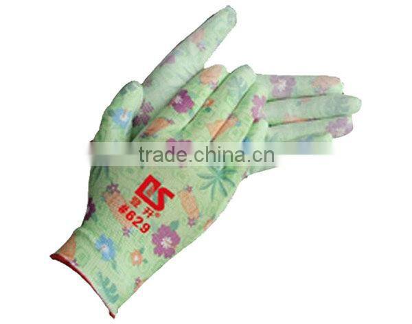 Nylon liner pu coated safety glove for electronic industry