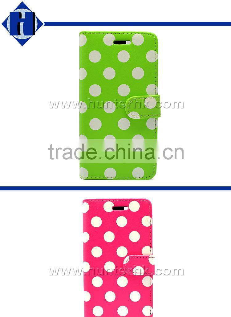 Printed Dot PU Leather Wallet Case For iphone6
