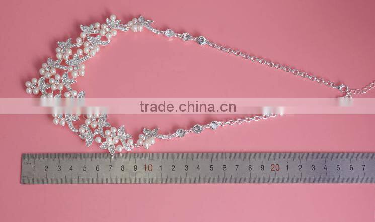 Wedding Pearl Rhinestone Jewelry Set Bridal Necklace and Earring Set