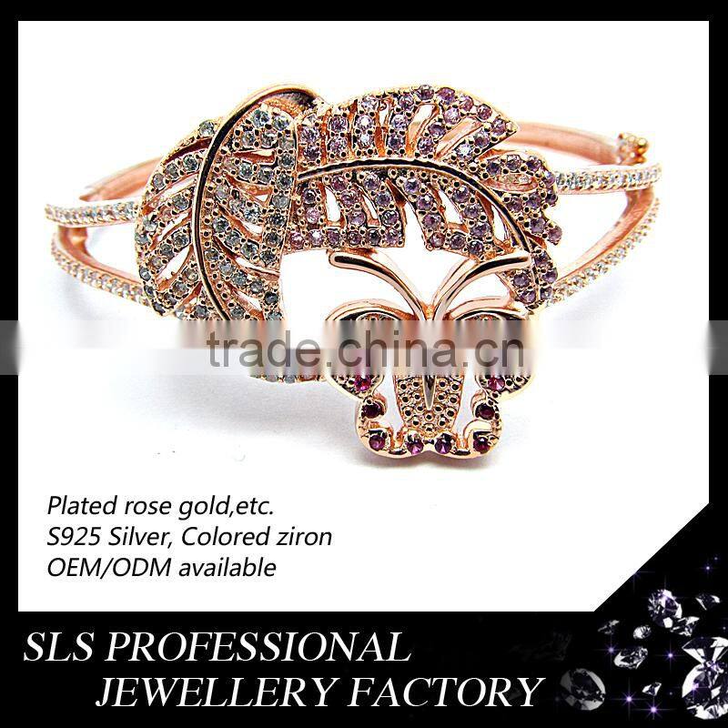 Unique designs indian gold plated bangles white stone butterfly bangle for girls in the party