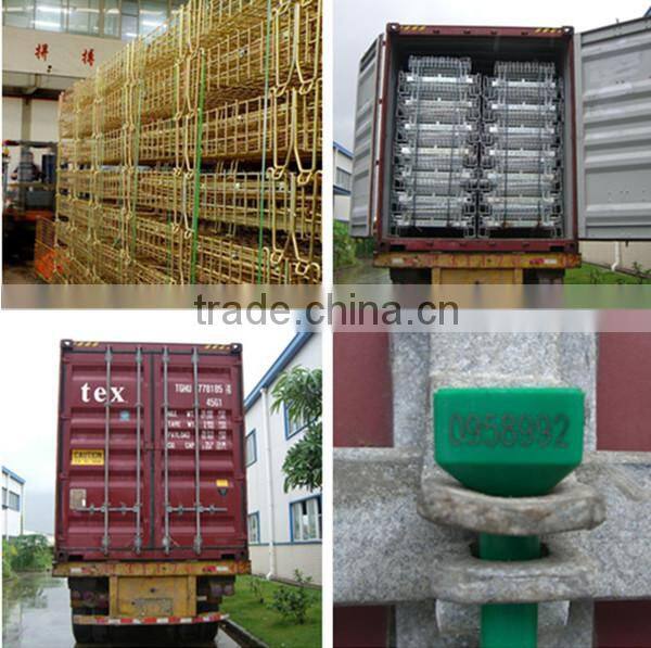 Industrial stackable foldable storage metal wire mesh containers