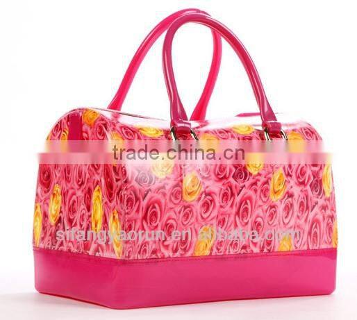 Latest fashionable flower bags/pvc handbags for lady