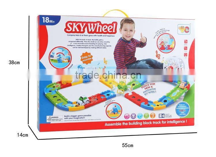 Funny electric education kids track cars toy
