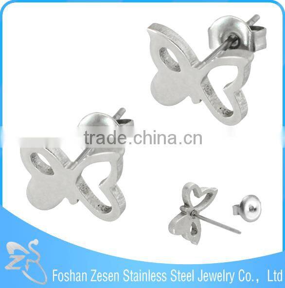 ZS20325 medical steel animal shaped stud earring girls butterfly wing earrings