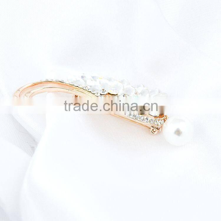 Custom Fancy Gold/Silver Crystal Brooch Wing Pearl Brooch Pin