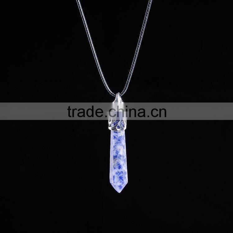 Wholesale Women Jewelry Fashion Gem Stone Pendant Turquoise Stone Bullet Necklace SMJ0112