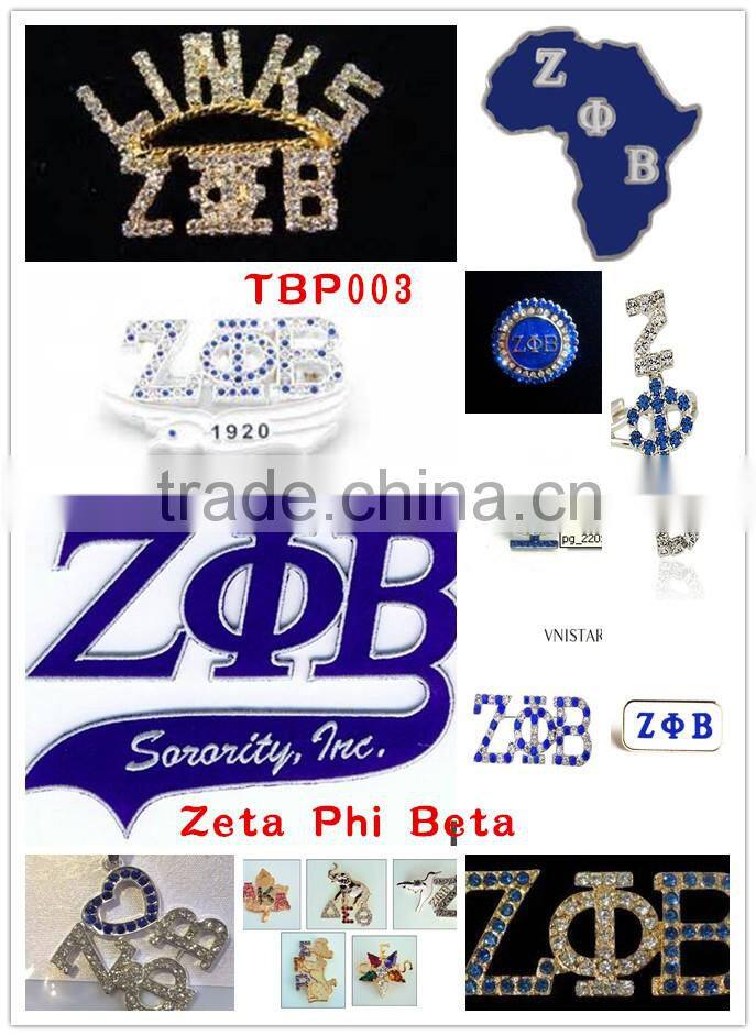 Wholesale vnistar zeta style disk shap lapel sorority round stone brooch pin in normal size high quality