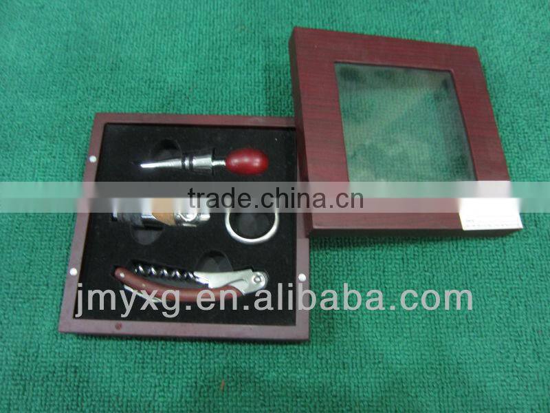 Hot selling wooden box wine opener set for bar,wine set