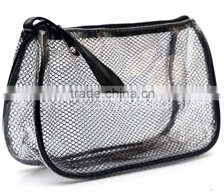travel plaid washing bag PVC transparent cosmetic bag with handle