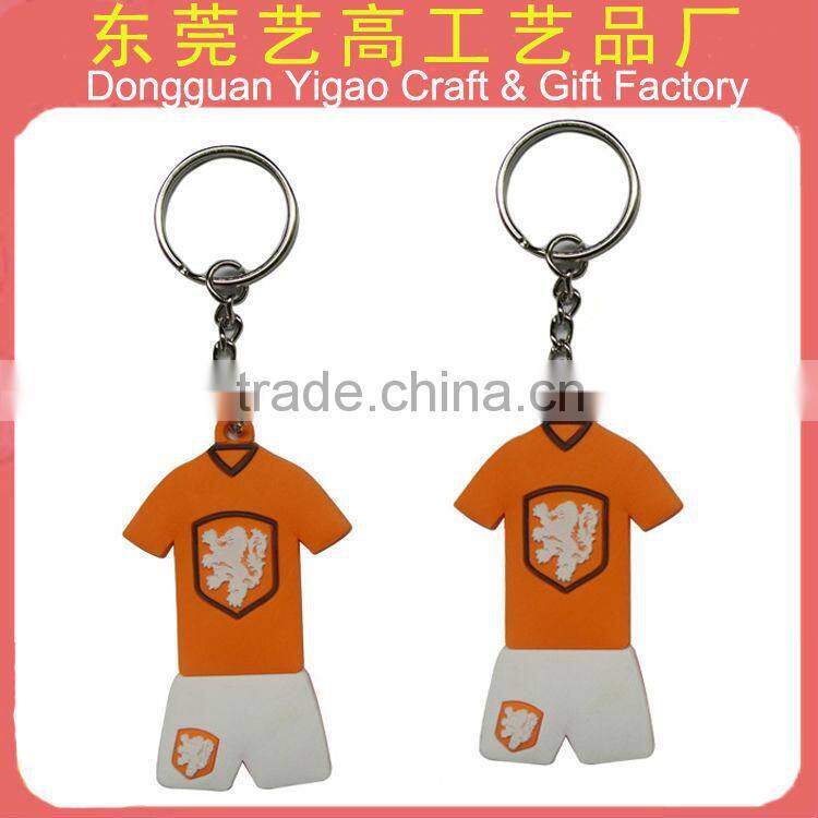 Rubber football shirt key chain/custom football shirt key ring