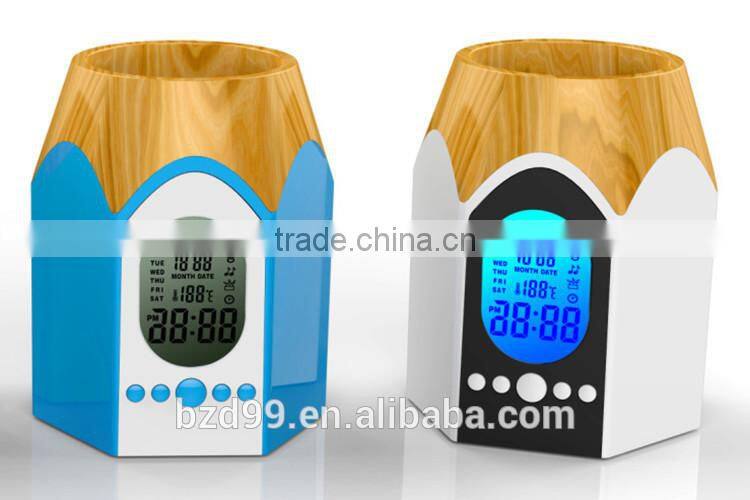 Multi-functional Calendar Pencil Desk Clock with Pen Holder /Brush Pot Table Clock/ Gift Set Wholesale OEM/ODM Manufacturer