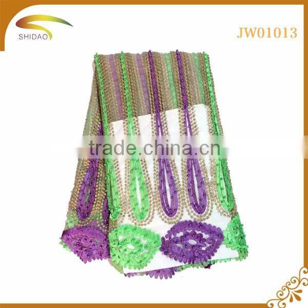 2016 wholesale high quality latest Italian decorative embroidery 3D patterned chiffon silk fabric market in indian