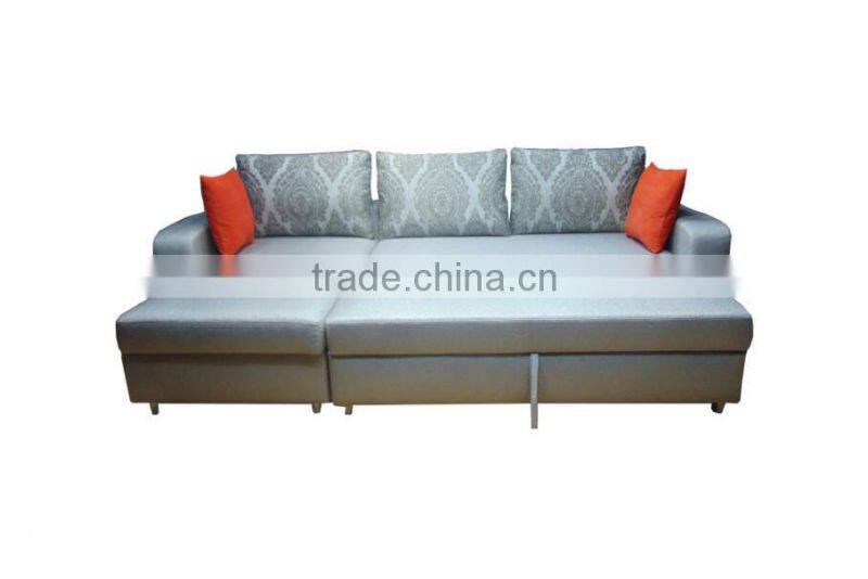Elegant folding corner fabric sofa bed with storge