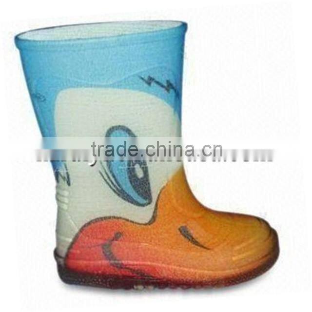 durable kids pvc rain boots construction customized with cartoon printing manufacturer