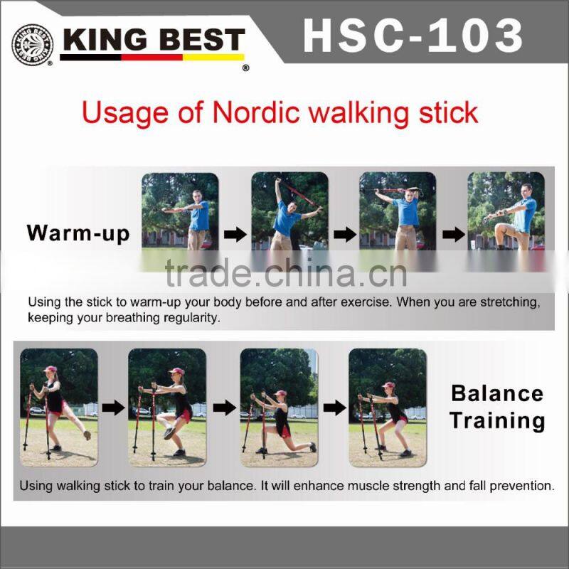 KING BEST outdoor sports walking stick 3-SECTION Nordic walking sticks adjustable nordic walking stick elderly walking stick