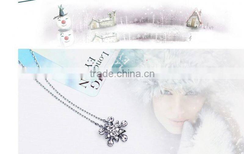 European and American fashion hot style Austrian crystal snowflake silver jewelry set 925