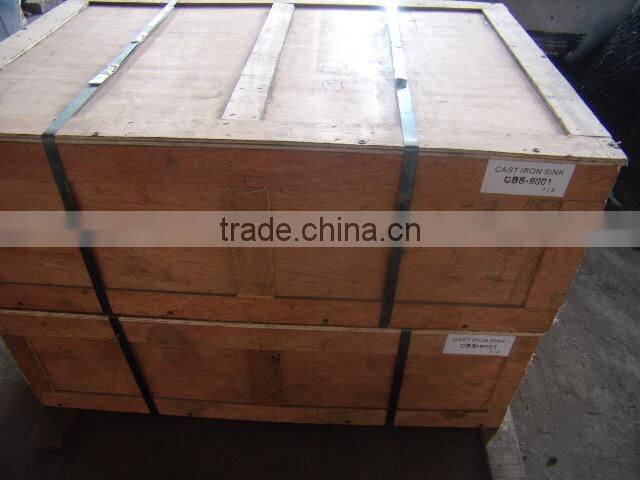 Deep single hole enamelled cast iron kitchen sink with two bowls