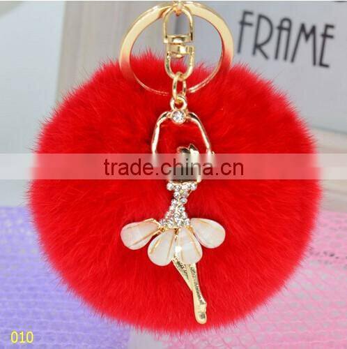 Cell Phone Car Handbag Charm lady Fur Ball Keychain/