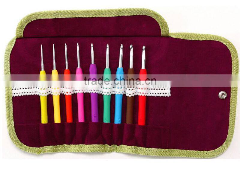 9pcs/11pcs Colorful Metal Crochet Hook Set Aluminum knitting needle set