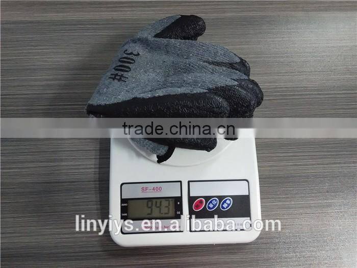 New premium black latex rubber coated palm coated work gloves