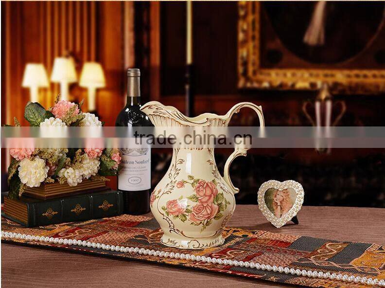 Hand painting ceramic porcelain flower vases european style with handle