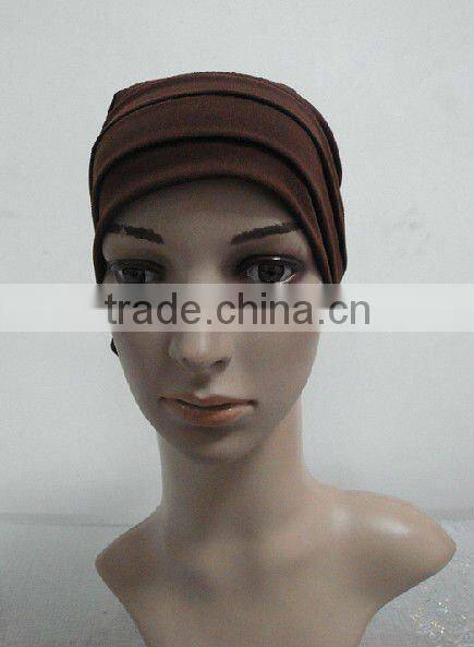 C003 plain tube underscarf with pleat,cotton underscarf and hats