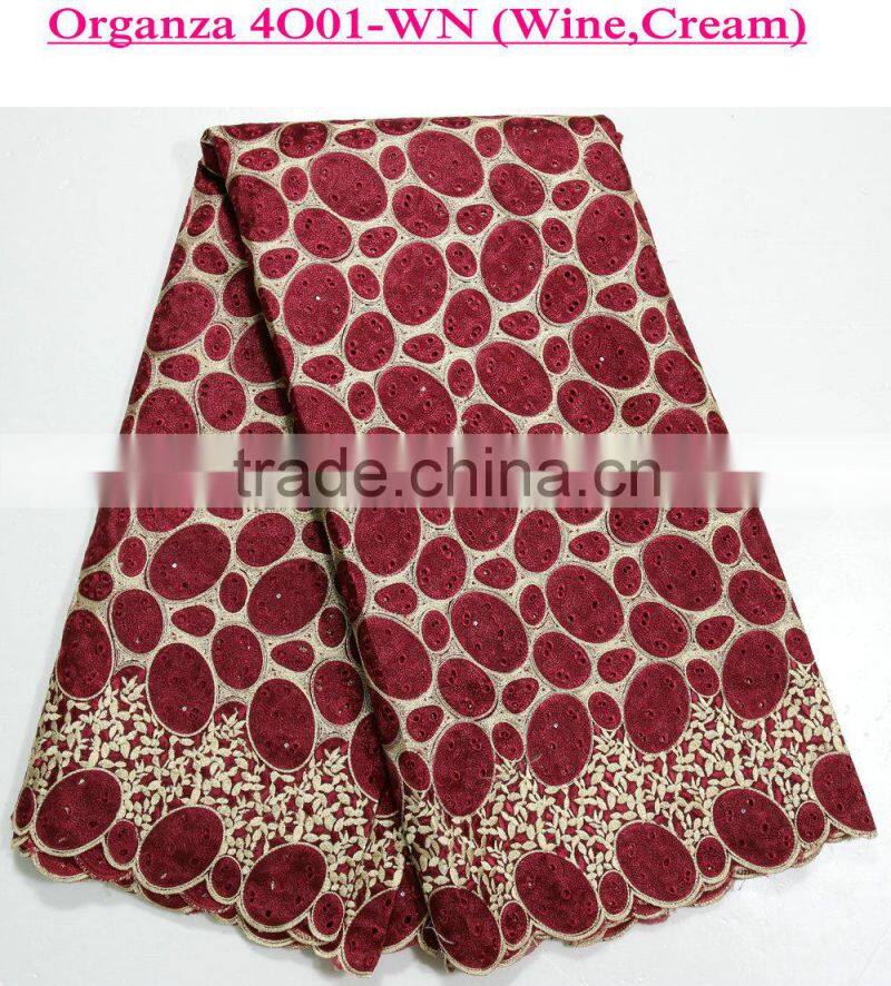 2015 New fashion organza lace heavy double african organza lace for wedding dress