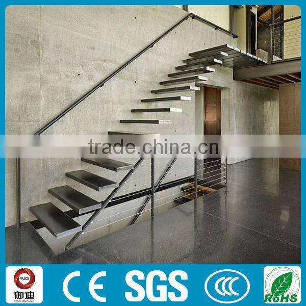 simple and modern indoor wood floating stairs