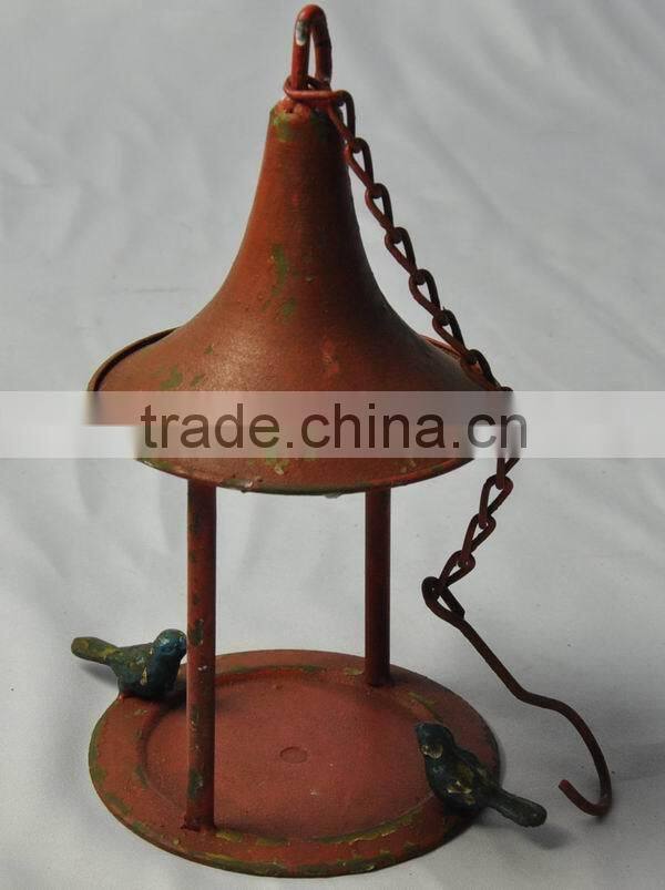 Antique red home&garden metal bird feeder